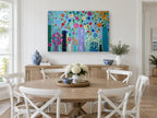 Vases in Bloom floral canvas print on the wall of a Hamptons dining room
