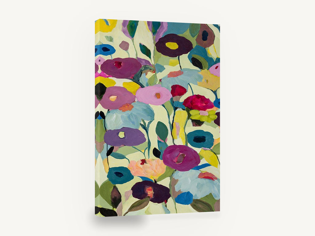 Poppies on Pale Green, colourful abstract poppies floral painting, floral canvas wall art print ready to hang