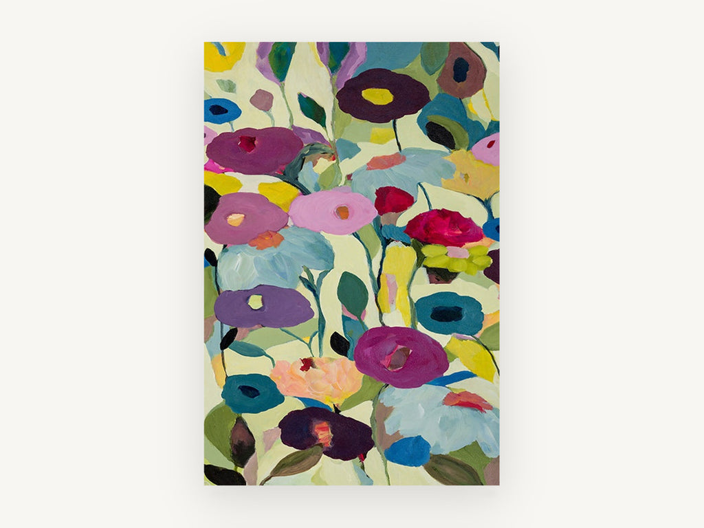 Poppies on Pale Green, floral canvas wall art print, front view