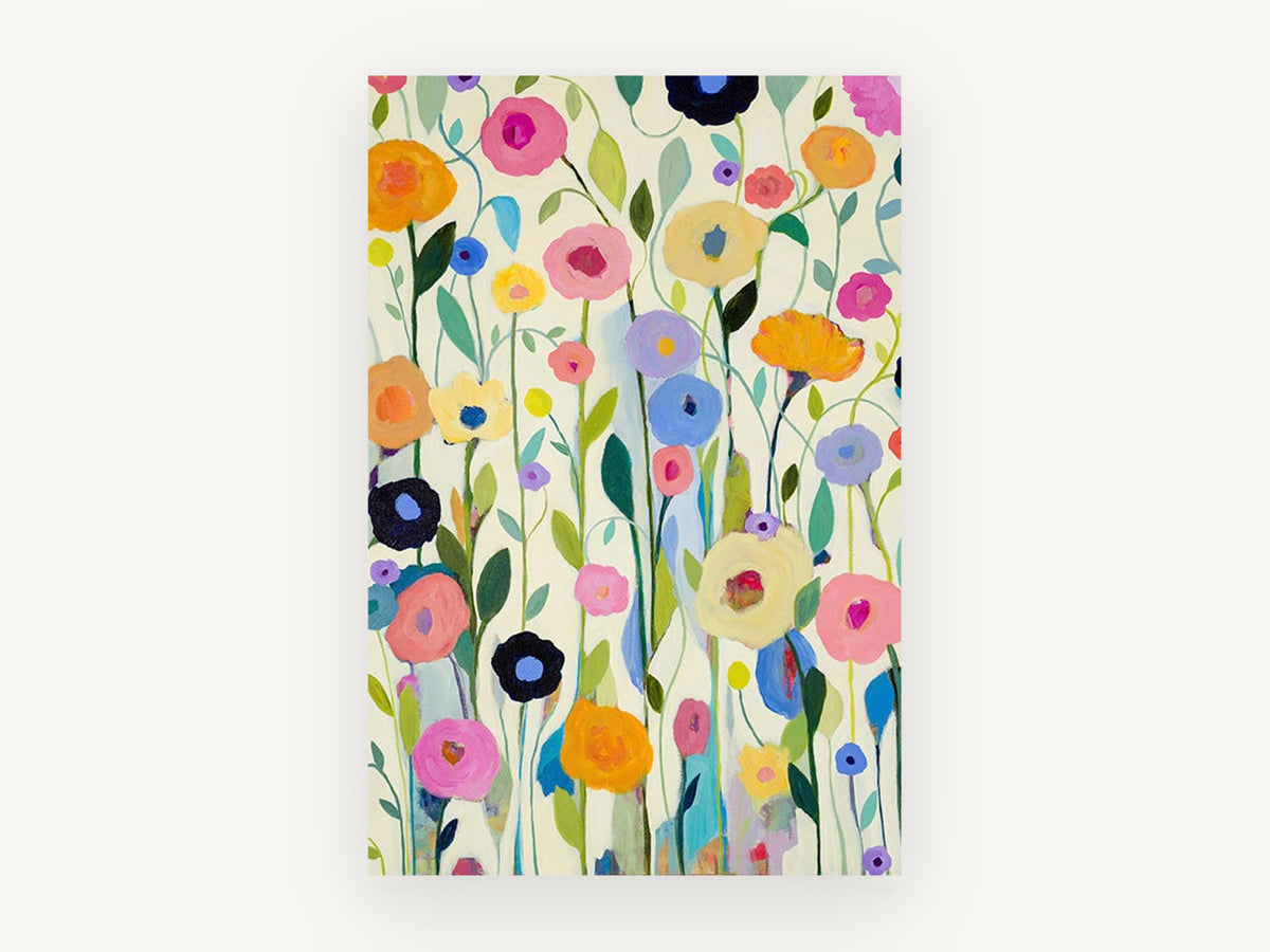 Meadow of Round Blooms, floral canvas wall art print, front view