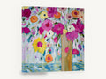 Bright Blooms Tall Vase, colourful abstract flowers in tall vase, floral canvas wall art print ready to hang