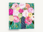 Swirl Vase Peonies, pink peony bouquet contemporary floral, floral canvas wall art print ready to hang