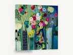 Vases of Bright Blooms, colourful flowers in vases painting, floral canvas wall art print ready to hang
