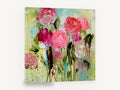 Pink Roses in Motion, pink rose abstract floral painting, floral canvas wall art print ready to hang