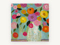 Fiesta Bouquet on Teal, floral canvas wall art print, front view