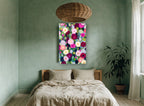 Midnight Bloom Meadow floral canvas print on the wall of a bedroom