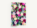 Midnight Bloom Meadow, pink and burgundy flowers acrylic floral, floral canvas wall art print ready to hang