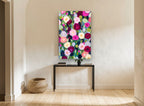Midnight Bloom Meadow floral canvas print on the wall of a hallway