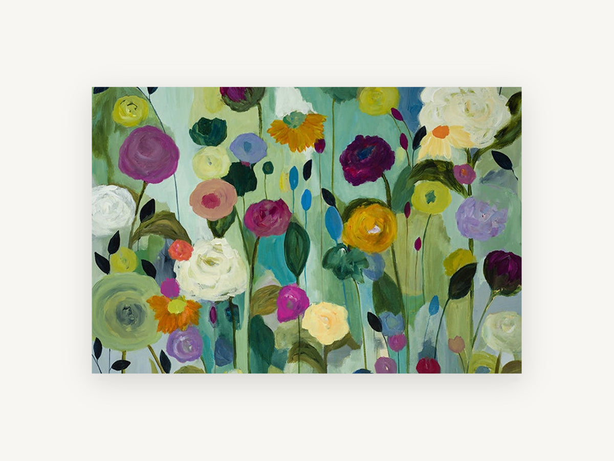 Garden of Round Blooms, floral canvas wall art print, front view