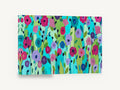 Garden of Bright Blooms, colourful abstract flower garden painting, floral canvas wall art print ready to hang