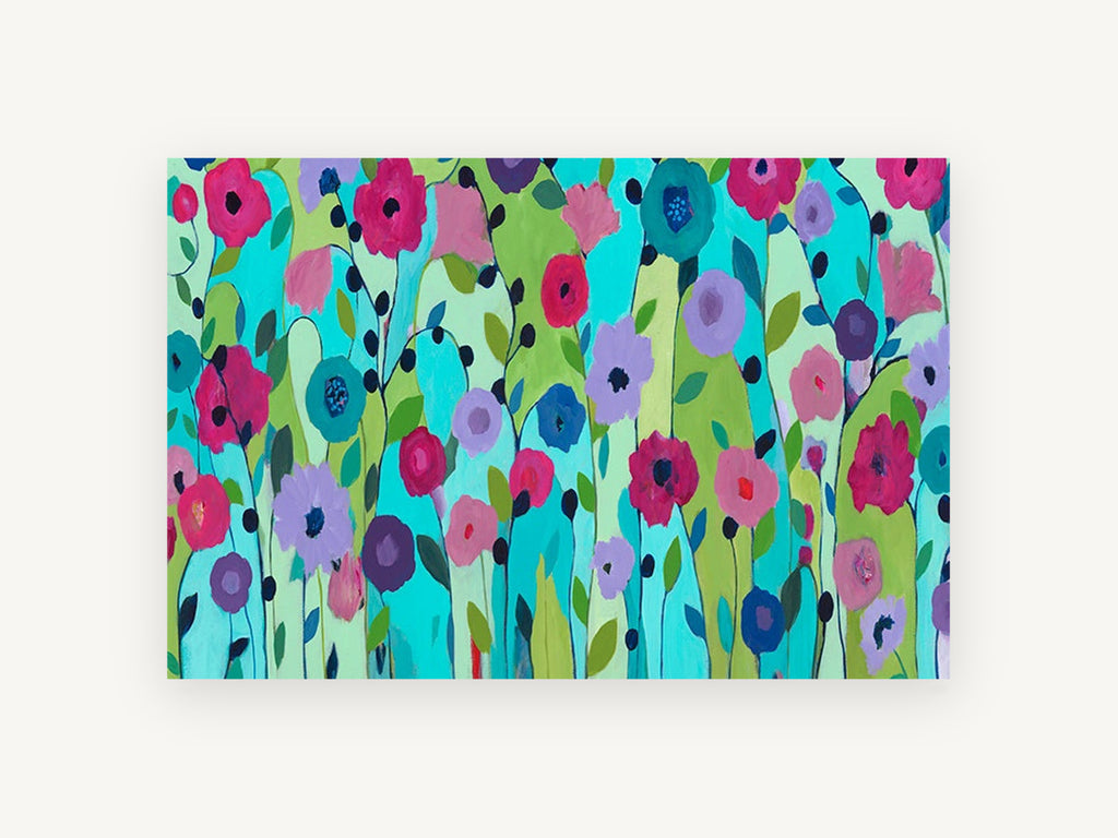 Garden of Bright Blooms, floral canvas wall art print, front view