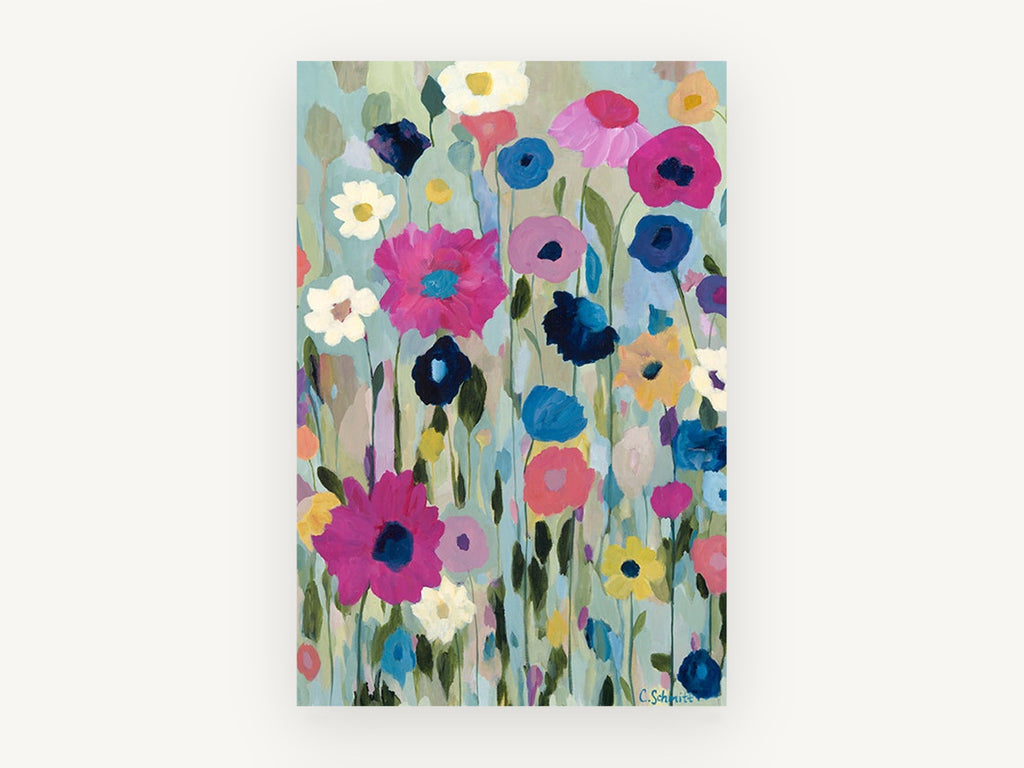 Meadow of Magenta Blooms, floral canvas wall art print, front view