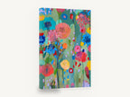 Meadow of Bright Blooms, colourful abstract flowers painting style, floral canvas wall art print ready to hang