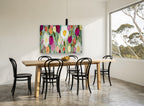 Meadow of Daisies floral canvas print on the wall of a dining room