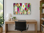 Meadow of Daisies floral canvas print on the wall of a study