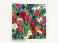 Wild Garden Bloom, pink peony and daisy floral painting, floral canvas wall art print ready to hang