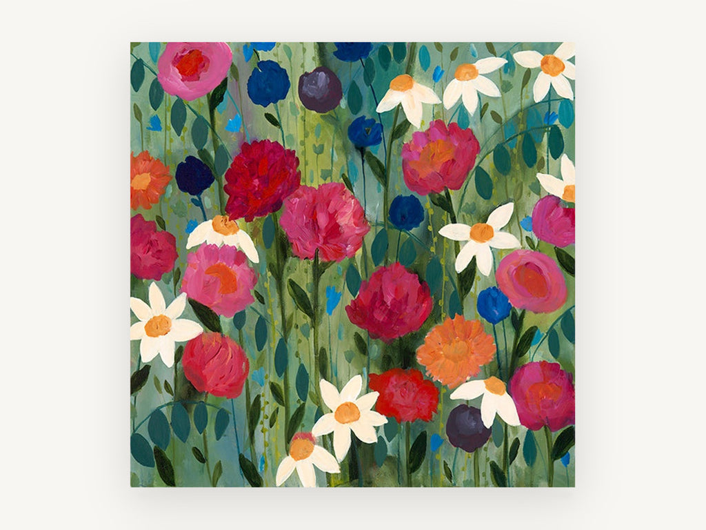 Wild Garden Bloom, floral canvas wall art print, front view