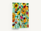 Sunflower Meadow Bloom, colourful sunflower meadow floral painting, floral canvas wall art print ready to hang