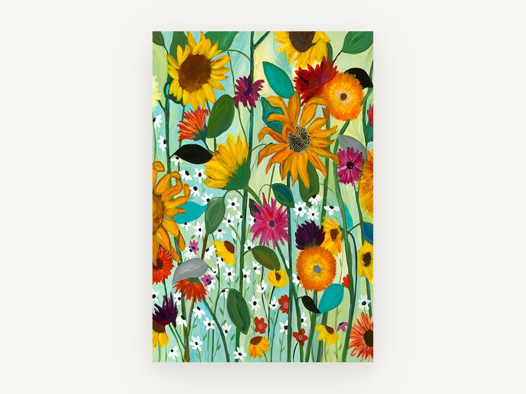 Sunflower Meadow Bloom, floral canvas wall art print, front view