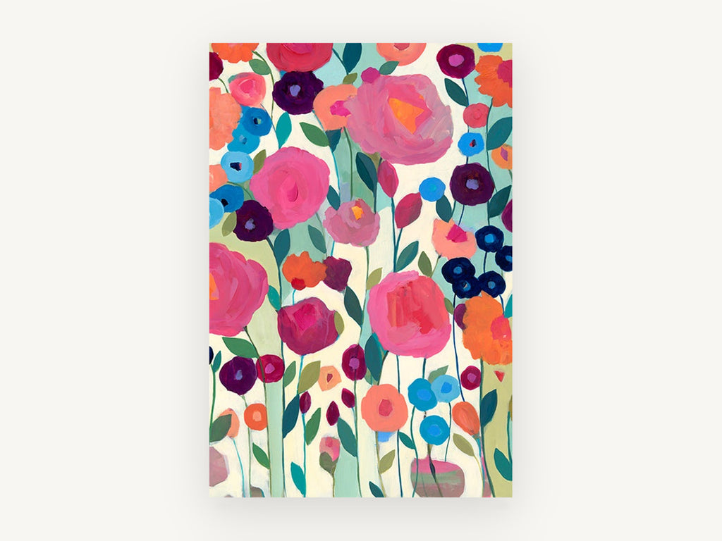 Bright Blooms Garden, floral canvas wall art print, front view