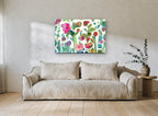 Garden Between the Cracks floral canvas print on the wall of a living room