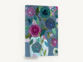 Plum Blooms on Slate, plum and teal flowers in vase, floral canvas wall art print ready to hang