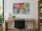 Garden in Full Chorus floral canvas print on the wall of a study