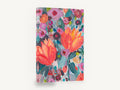 Coral Blooms Bouquet, coral orange flowers abstract floral painting, floral canvas wall art print ready to hang