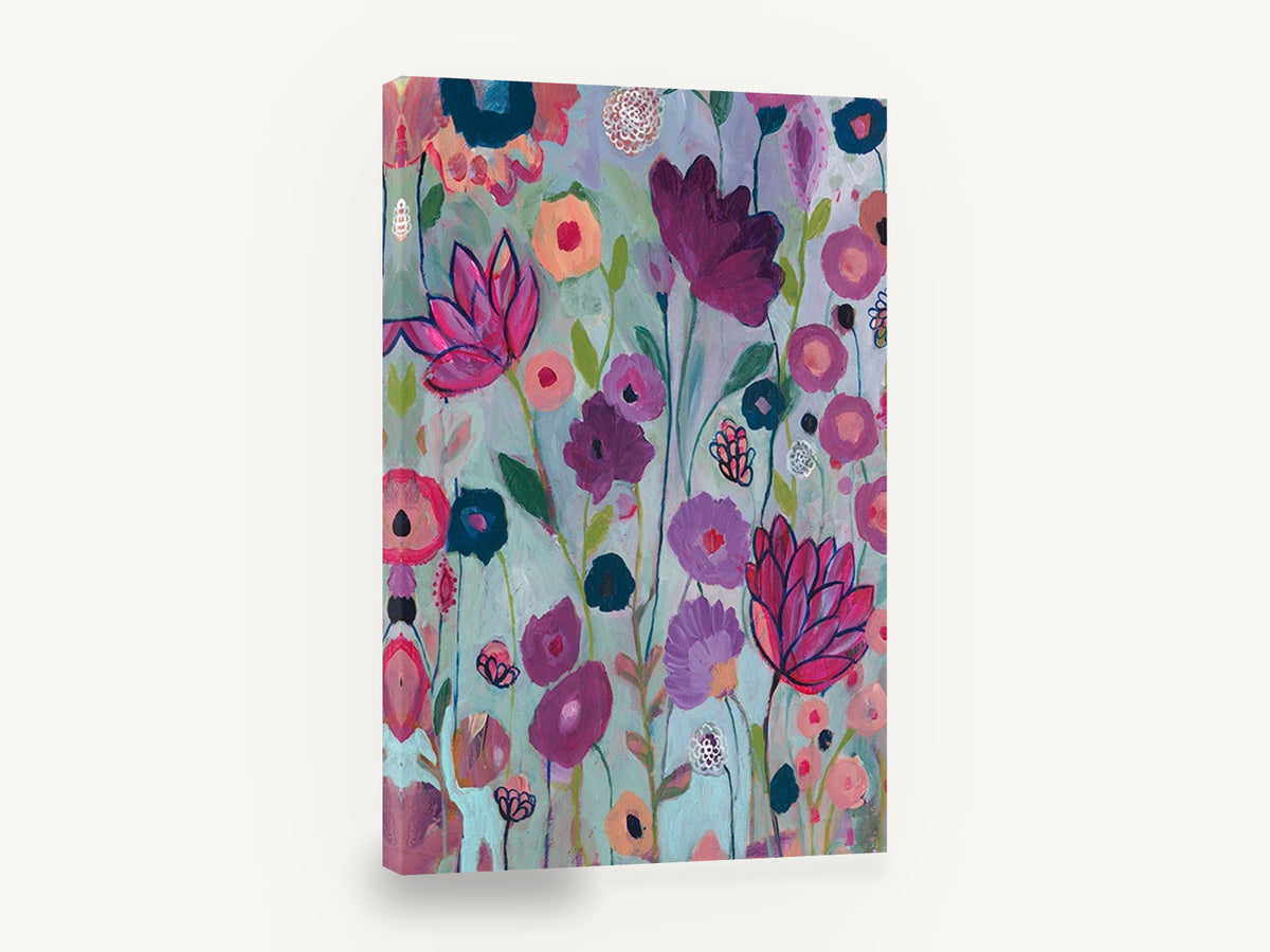 Lilac Garden Chorus, pink and purple abstract floral painting, floral canvas wall art print ready to hang