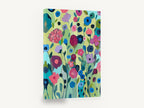 Garden of Blue Poppies, colourful abstract flower garden painting, floral canvas wall art print ready to hang