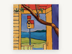 Birdhouse By The Bay, coastal canvas wall art print, front view