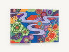 Winding River Blooms, colourful folk floral river pattern, floral canvas wall art print ready to hang