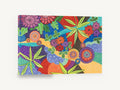 Patterned Garden Flow, colourful folk style floral pattern illustration, floral canvas wall art print ready to hang