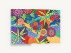 Patterned Garden Flow, colourful folk style floral pattern illustration, floral canvas wall art print ready to hang