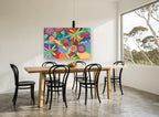 Patterned Garden Flow floral canvas print on the wall of a dining room