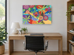 Patterned Garden Flow floral canvas print on the wall of a study