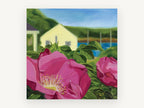 Beach Rose Cottage, coastal canvas wall art print, front view