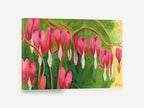 Hanging Pink Hearts, bleeding heart flowers painting, floral canvas wall art print ready to hang