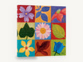 Nine Square Garden, colourful flowers and leaves grid painting, floral canvas wall art print ready to hang