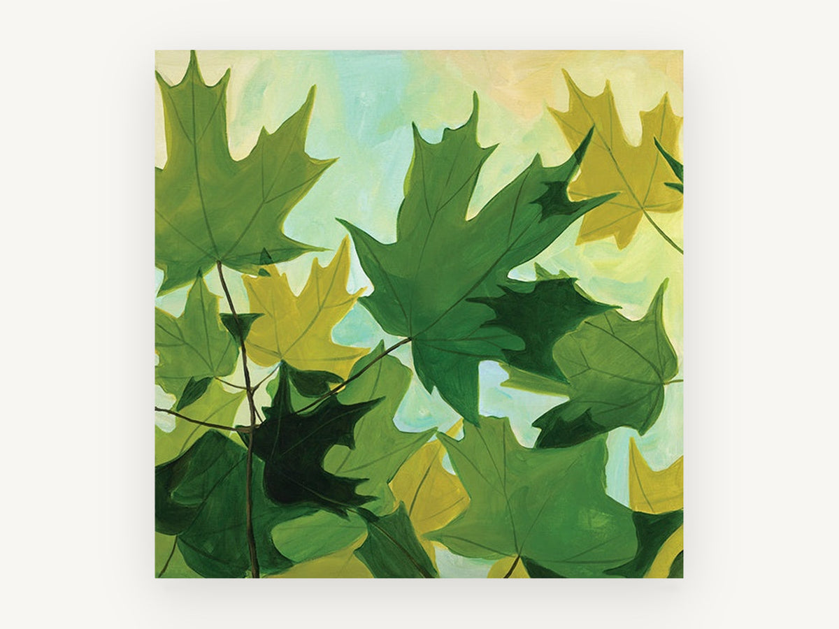 Maple Canopy Greens, floral canvas wall art print, front view