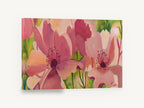 Blushing Poppy Garden, pink open blooms floral painting, floral canvas wall art print ready to hang