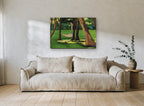 Hammock Under the Shade landscape canvas print on the wall of a living room