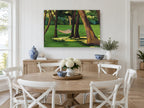 Hammock Under the Shade landscape canvas print on the wall of a Hamptons dining room