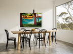 Hammock by the Lake landscape canvas print on the wall of a dining room