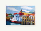 Red Hull Harbour Ferry, coastal canvas wall art print, front view