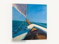 Bow Over Blue Water, sailboat bow ocean seascape painting, coastal canvas wall art print ready to hang