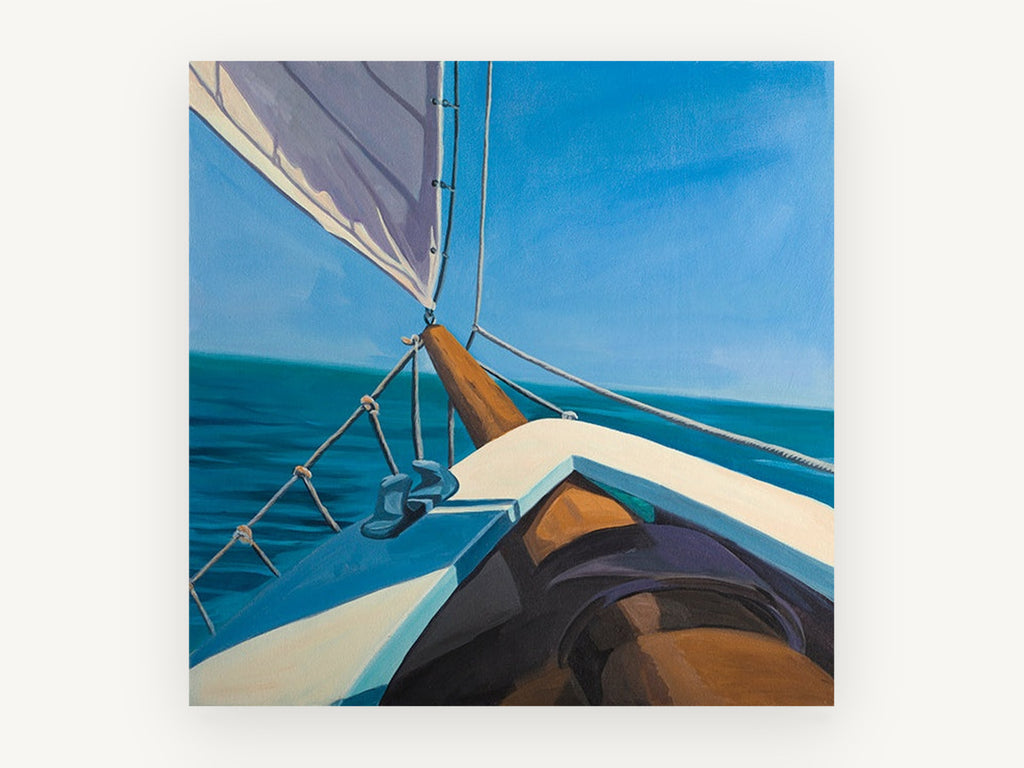Bow Over Blue Water, coastal canvas wall art print, front view