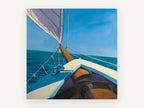 Bow Over Blue Water, coastal canvas wall art print, front view