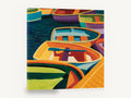 Harbour Dinghy Colour, colourful rowing dinghies harbour artwork, coastal canvas wall art print ready to hang