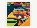 Harbour Dinghy Colour, coastal canvas wall art print, front view